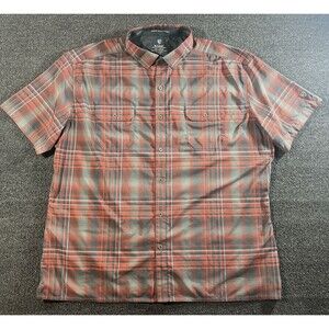 Kuhl Shirt Mens 2XL Plaid Button Up Red Plaid Short Sleeve Outdoors